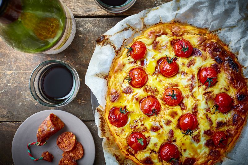 Quiche sans pâte tomates/chorizo