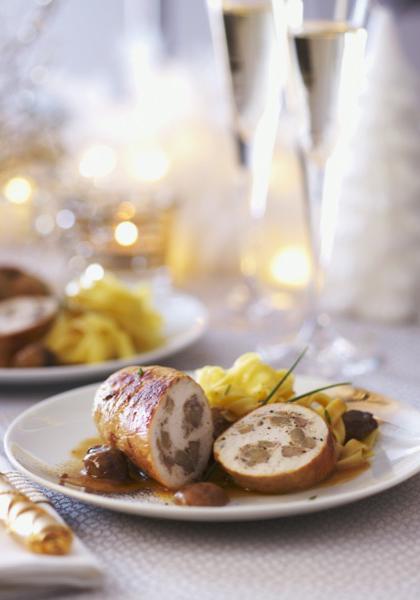 Roulade de dinde aux marrons et à la truffe