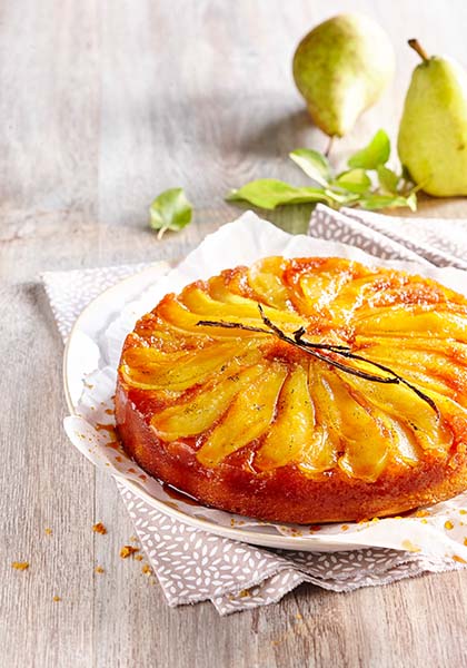 Gâteau renversé aux poires et vanille