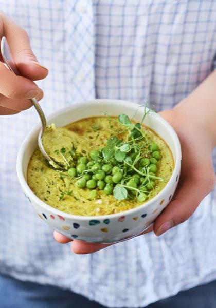 Flan de petits pois et courgettes à la menthe