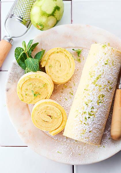 Gâteau roulé, crémeux façon mojito