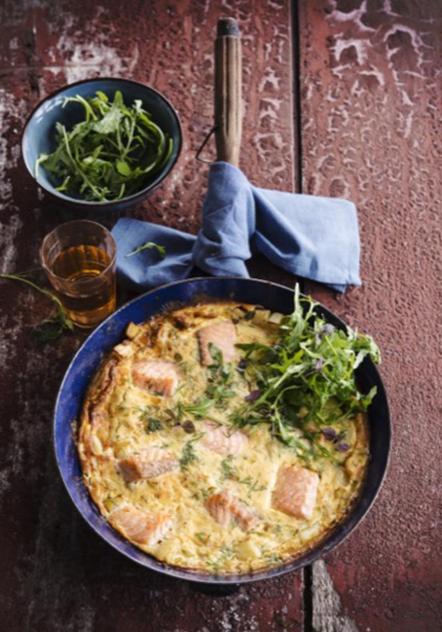 Frittata saumon poireaux