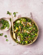 Salade-de-quinoa-aux-légumes-verts-et-poulet