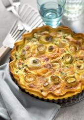 Tarte filo aux poireaux, haddock et petits pois