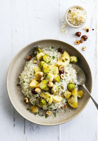 Risotto aux choux de Bruxelles, panais et noisettes