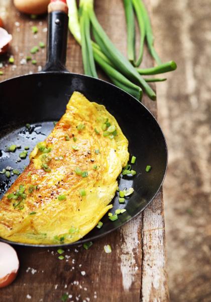 Omelette aux oignons nouveaux