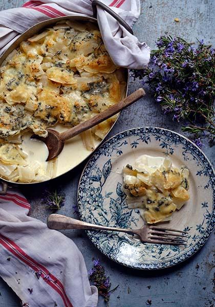 Gratin de blettes et pommes de terre au bleu d’Auvergne