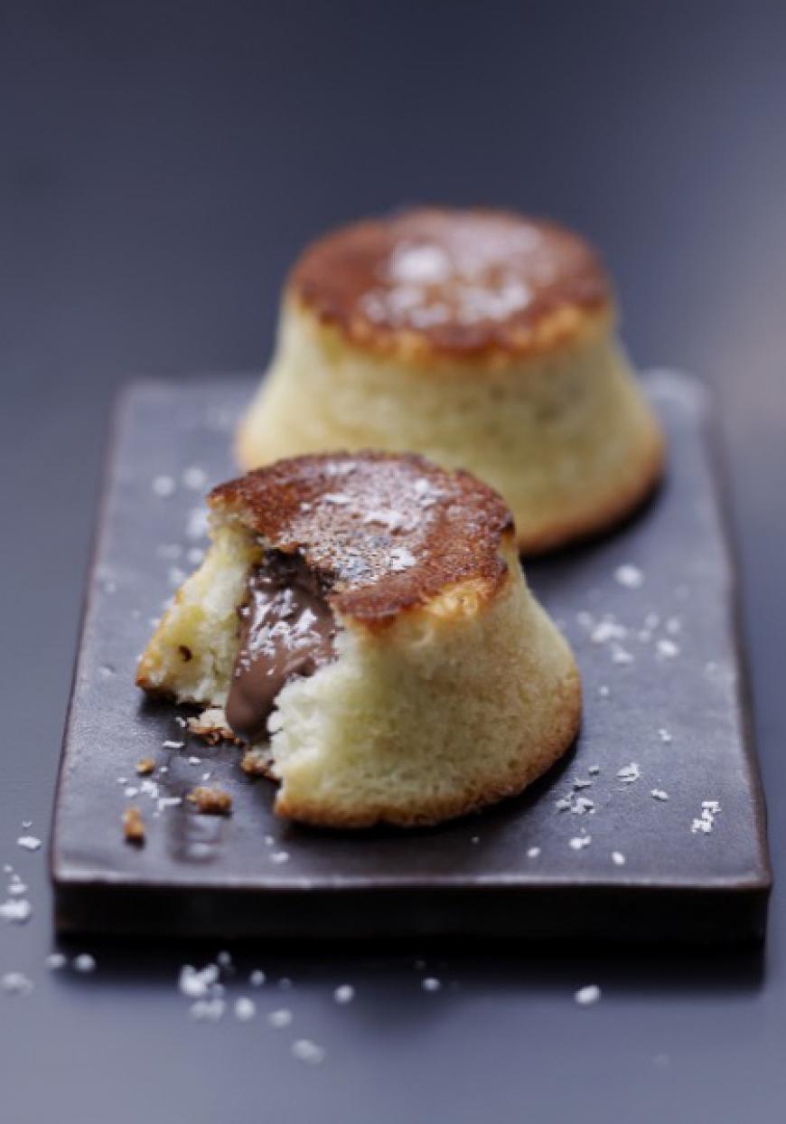 Financier à la noix de coco, cœur fondant chocolat-noisette