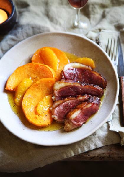 Magret de canard et courge rôtie à l’orange