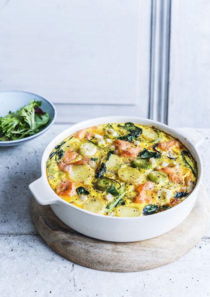 Frittata au saumon et aux légumes