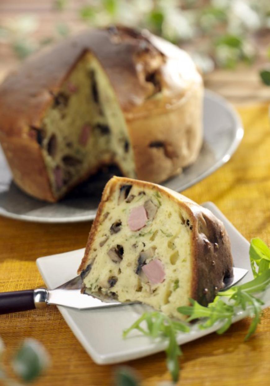 Cake parisien au jambon et champignons de Paris