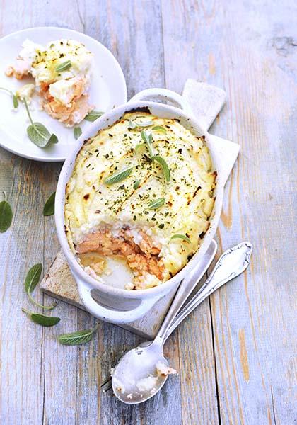 Parmentier de saumon au céleri rave