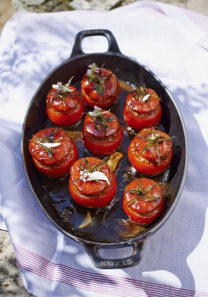 Tomates farcies au veau et au riz