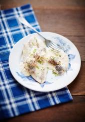 Filet de sandre à la crème de morilles et au Riesling