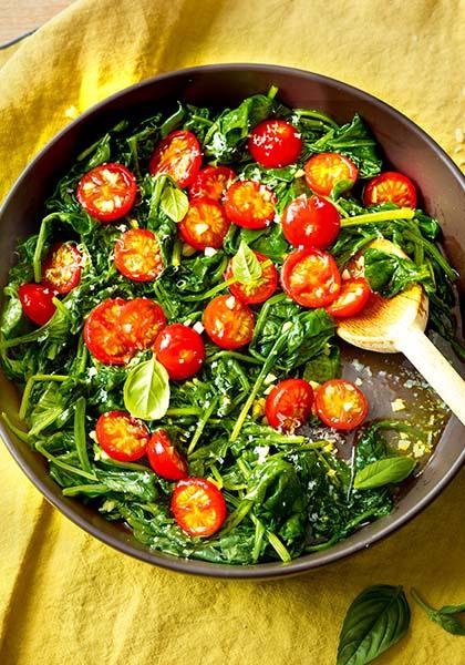 Poêlée d’épinards aux tomates cerises