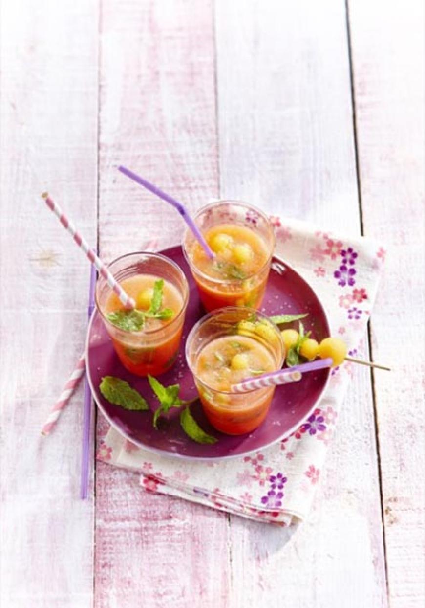 Gaspacho pastèque/melon façon mojito