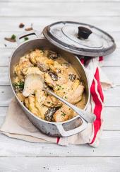 Poulet aux morilles et au champagne