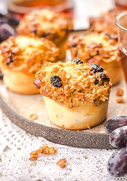 Muffins gingembre poire, croûte muesli